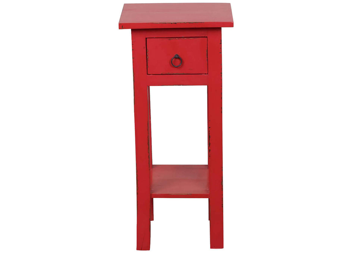 CC-TAB1792LD-AR Sunset Trading Cottage Narrow Side Table | Distressed | Antique Red