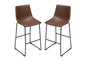 Theo Set of (2) Bar Height Chairs in Chocolate Leatherette w/ Black Metal Base by Diamond Sofa
