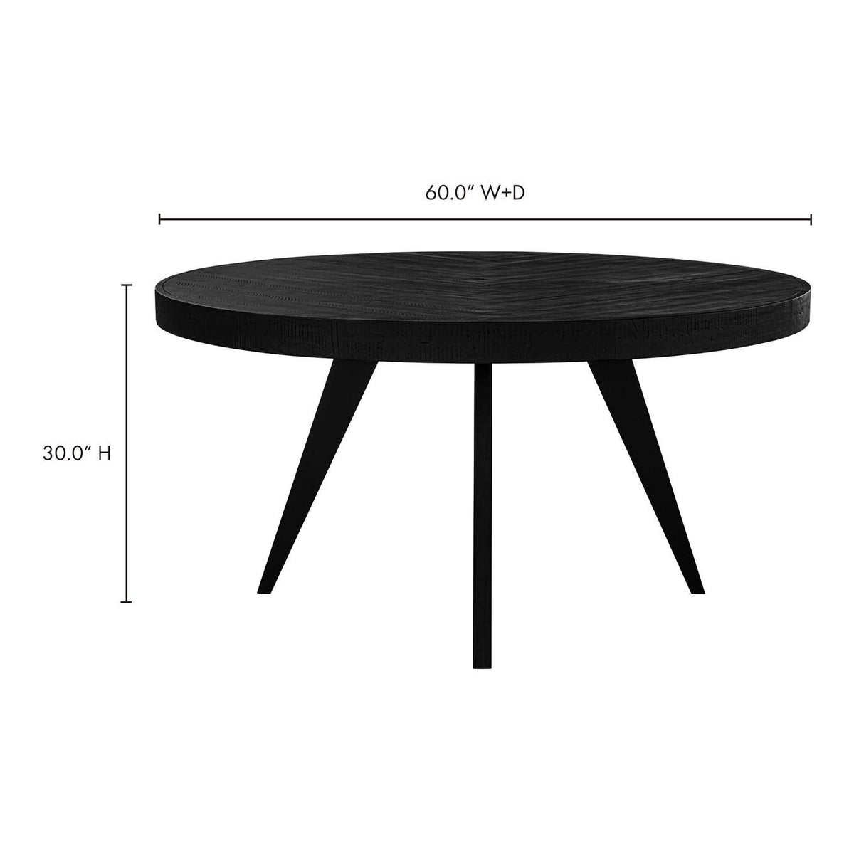 TL-1029-02 Parq 60 Inch Round Dining Table Black