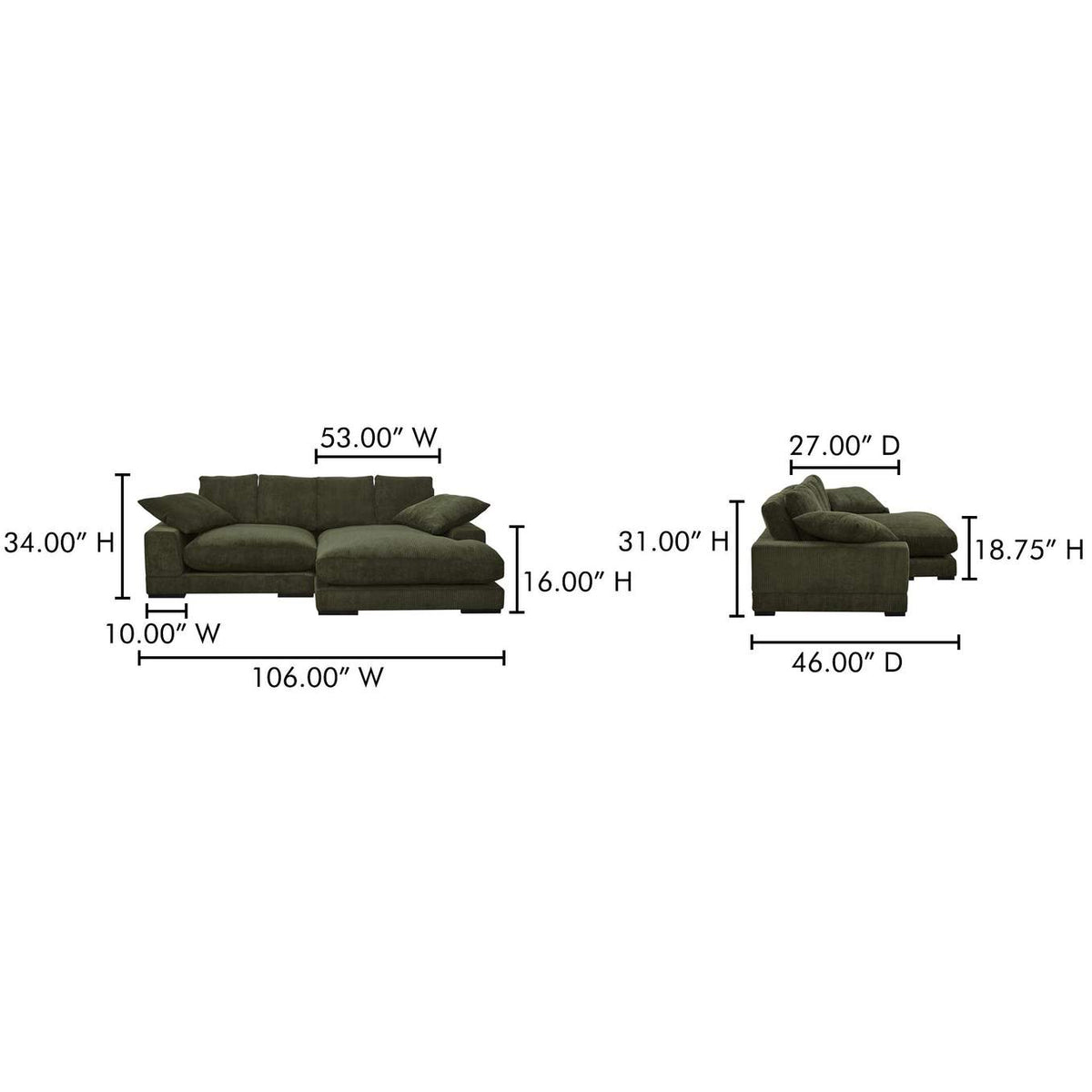 TN-1014-27-0 Plunge Sectional Dark Green