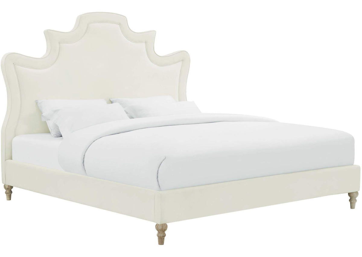 TOV-B105 Serenity Cream Velvet Queen Bed