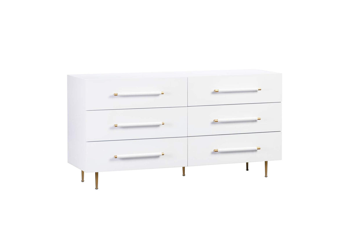 TOV-B44095 Trident White 6 Drawer Dresser