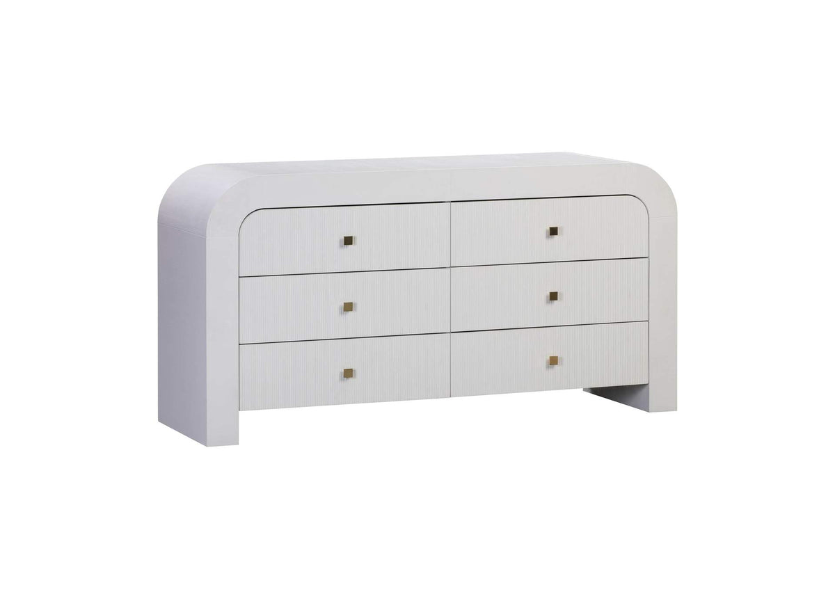 TOV-B44097 Hump 6 Drawer White Dresser