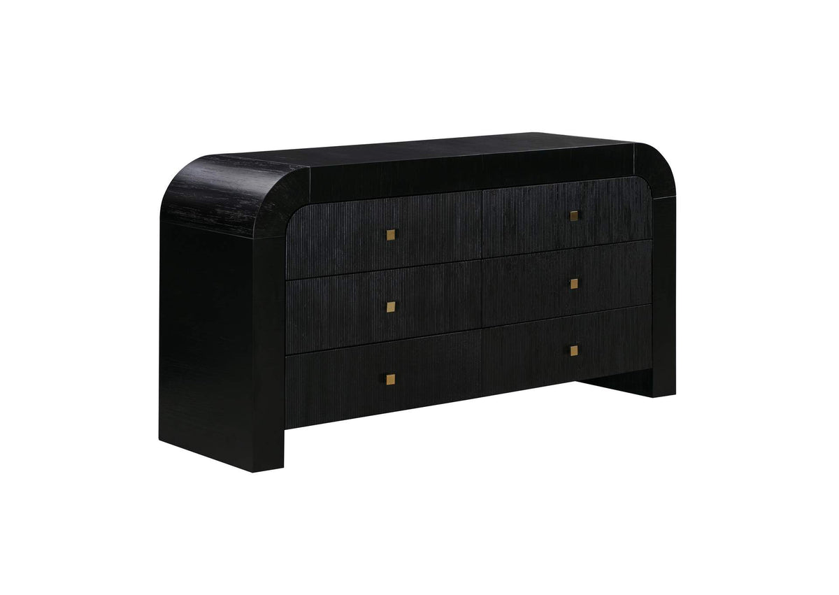 TOV-B44098 Hump 6 Drawer Black Dresser