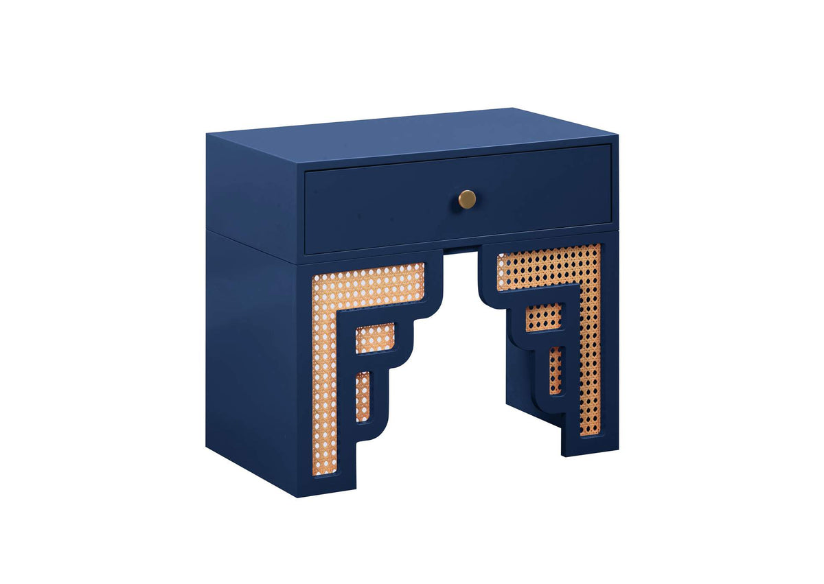 TOV-B54204 Suzie Navy and Rattan Nightstand
