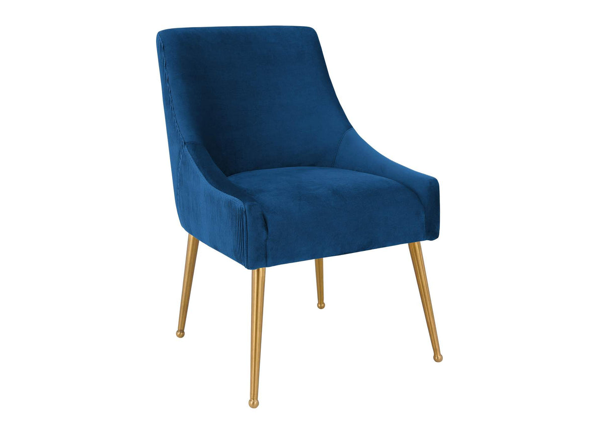 TOV-D6395 Beatrix Pleated Navy Velvet Side Chair