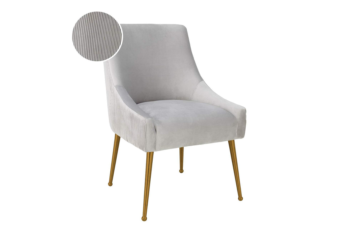 TOV-D6438 Beatrix Pleated Light Grey Velvet Side Chair