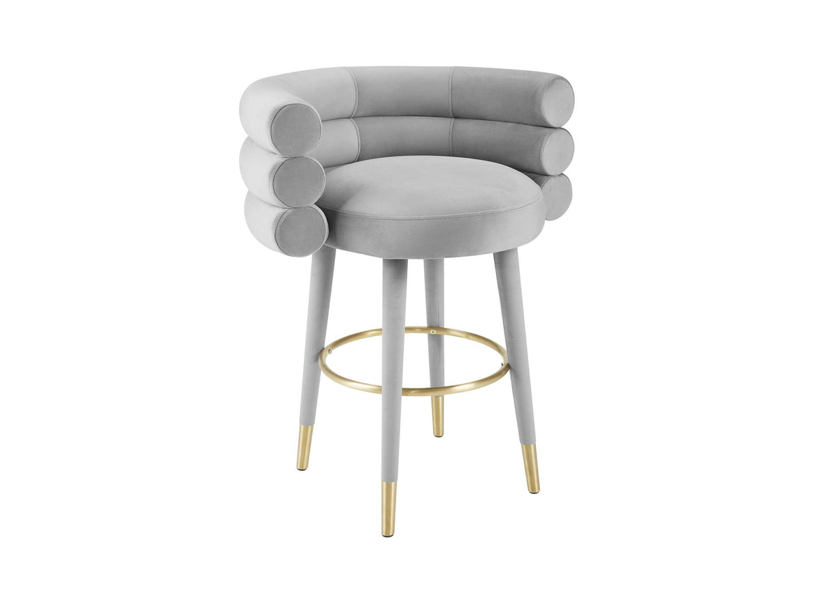 TOV-D6453 Betty Grey Velvet Counter Stool