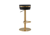 TOV-D68297 Astro Black Performance Vegan Leather and Gold Adjustable Stool