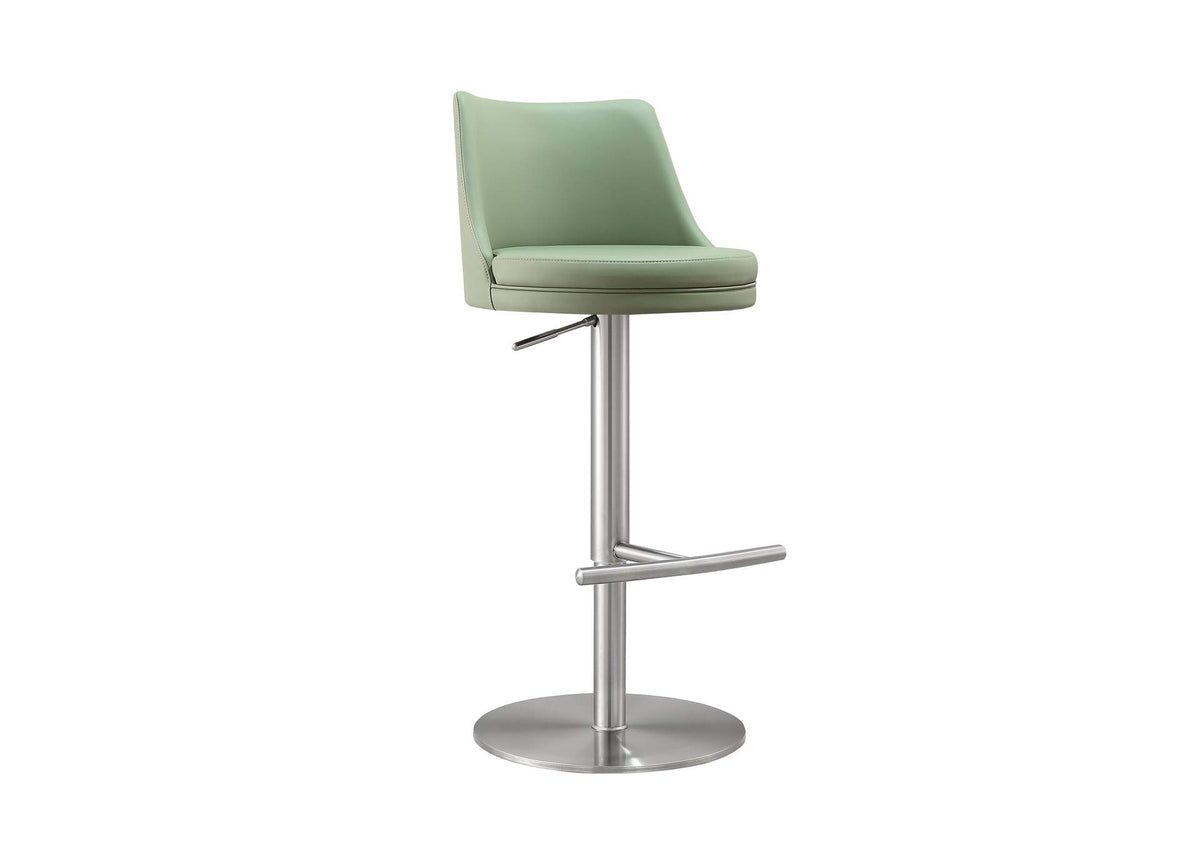 TOV-D68300 Reagan Sea Foam Green Performance Vegan Leather and Silver Adjustable Stool