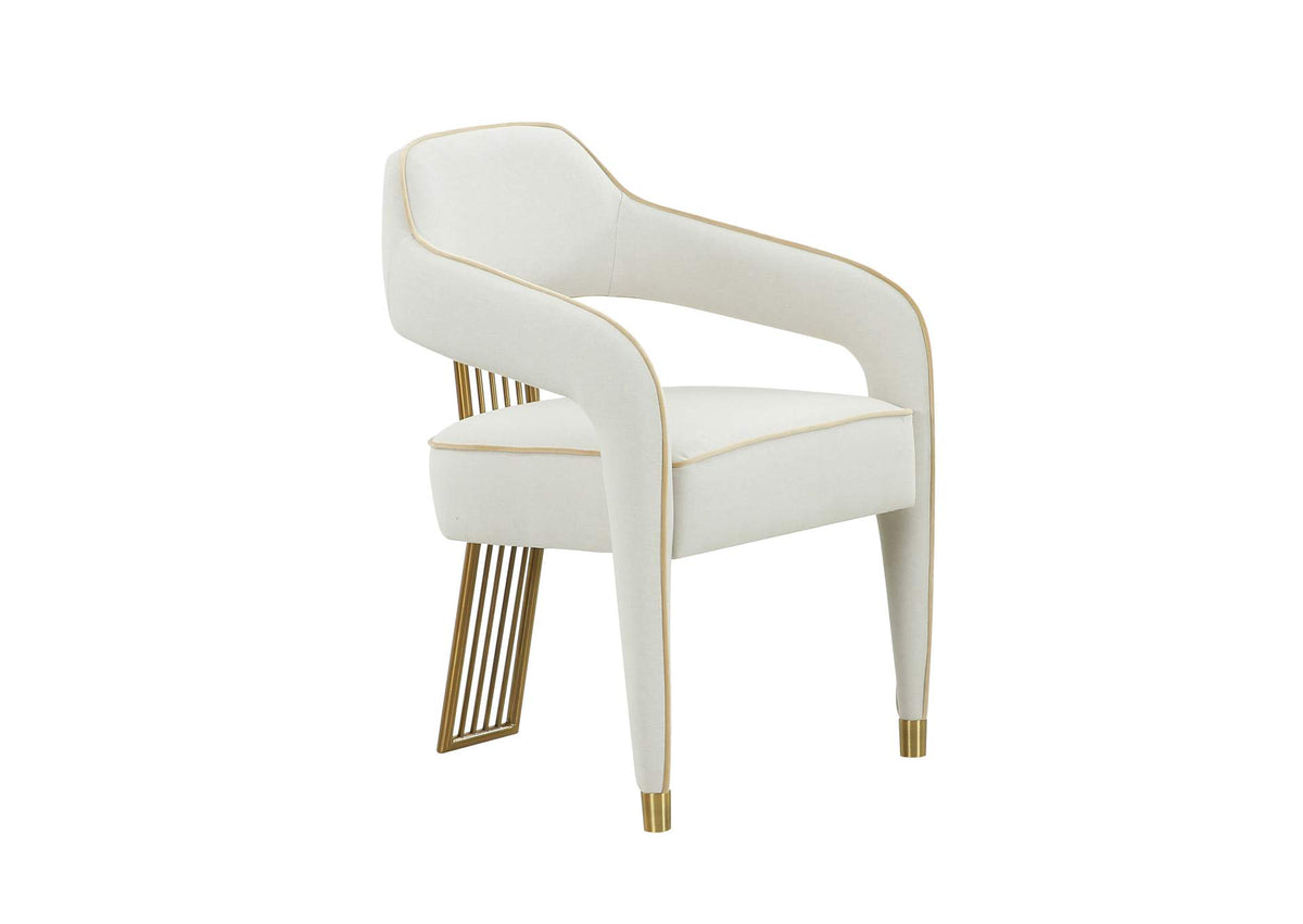 TOV-D68475 Corralis Cream Performance Linen Dining Chair