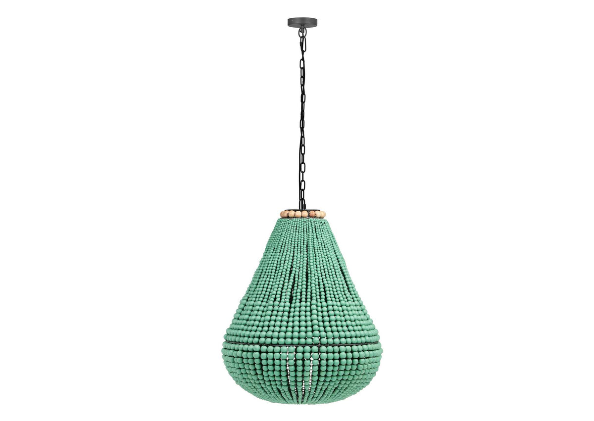 TOV-G18451 Palani Green Wooden Bead Chandelier