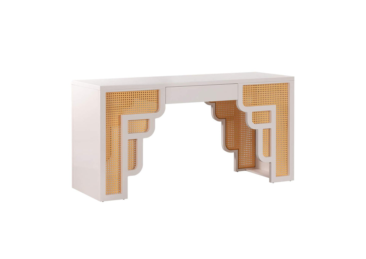 TOV-H44180 Suzie Cream and Rattan Executive Desk