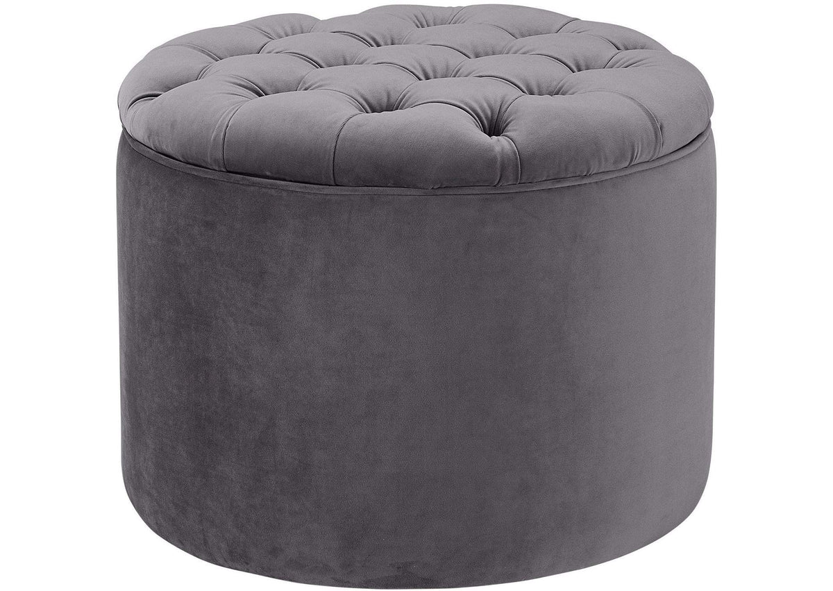 TOV-OC145 Queen Grey Velvet Storage Ottoman