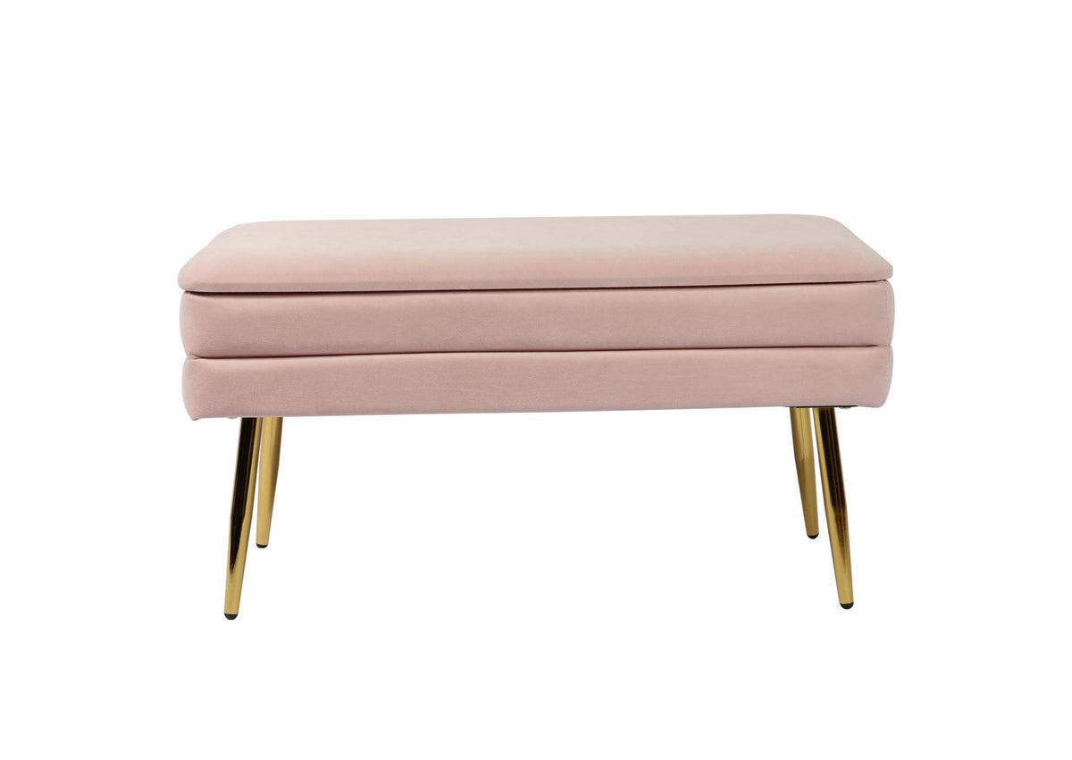 TOV-OC6465 Ziva Blush Velvet Storage Bench