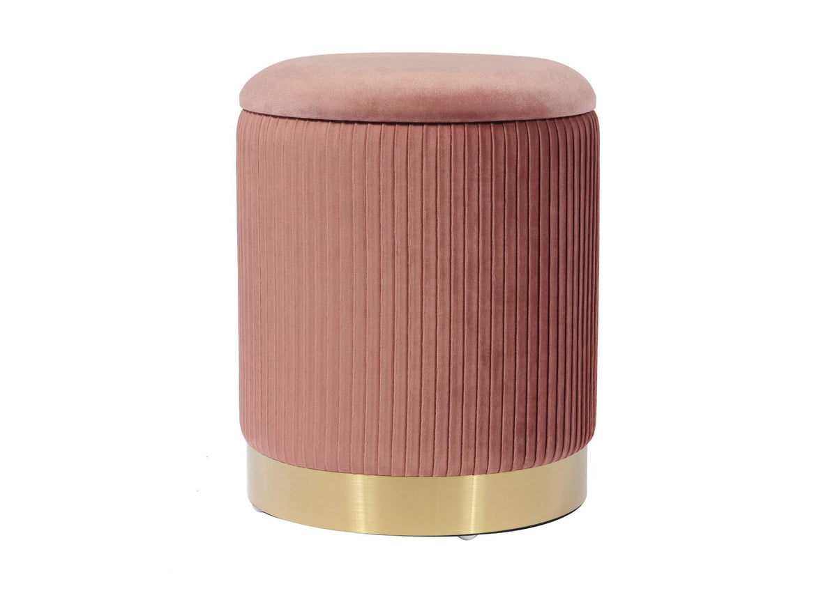 TOV-OC68154 Zoe Blush Velvet Storage Ottoman