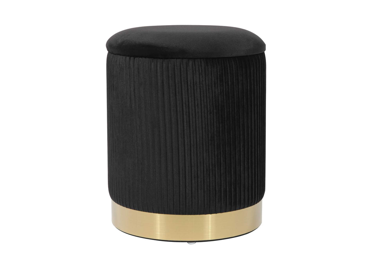 TOV-OC68155 Zoe Black Velvet Storage Ottoman