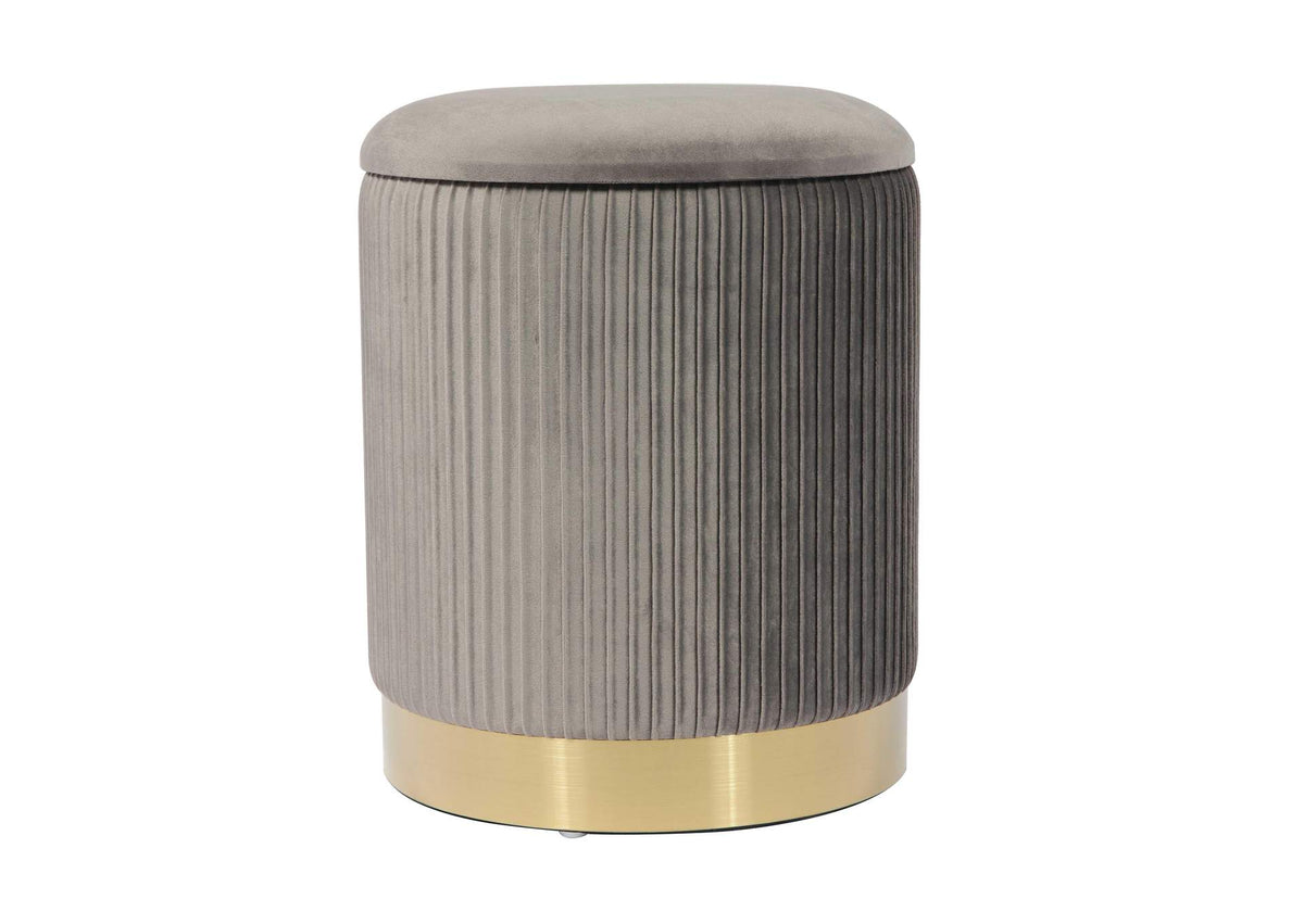 TOV-OC68156 Zoe Grey Velvet Storage Ottoman