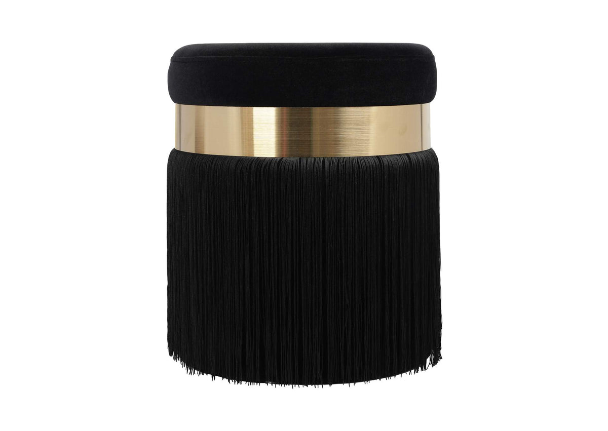 TOV-OC68211 Melody Black Tasseled Ottoman
