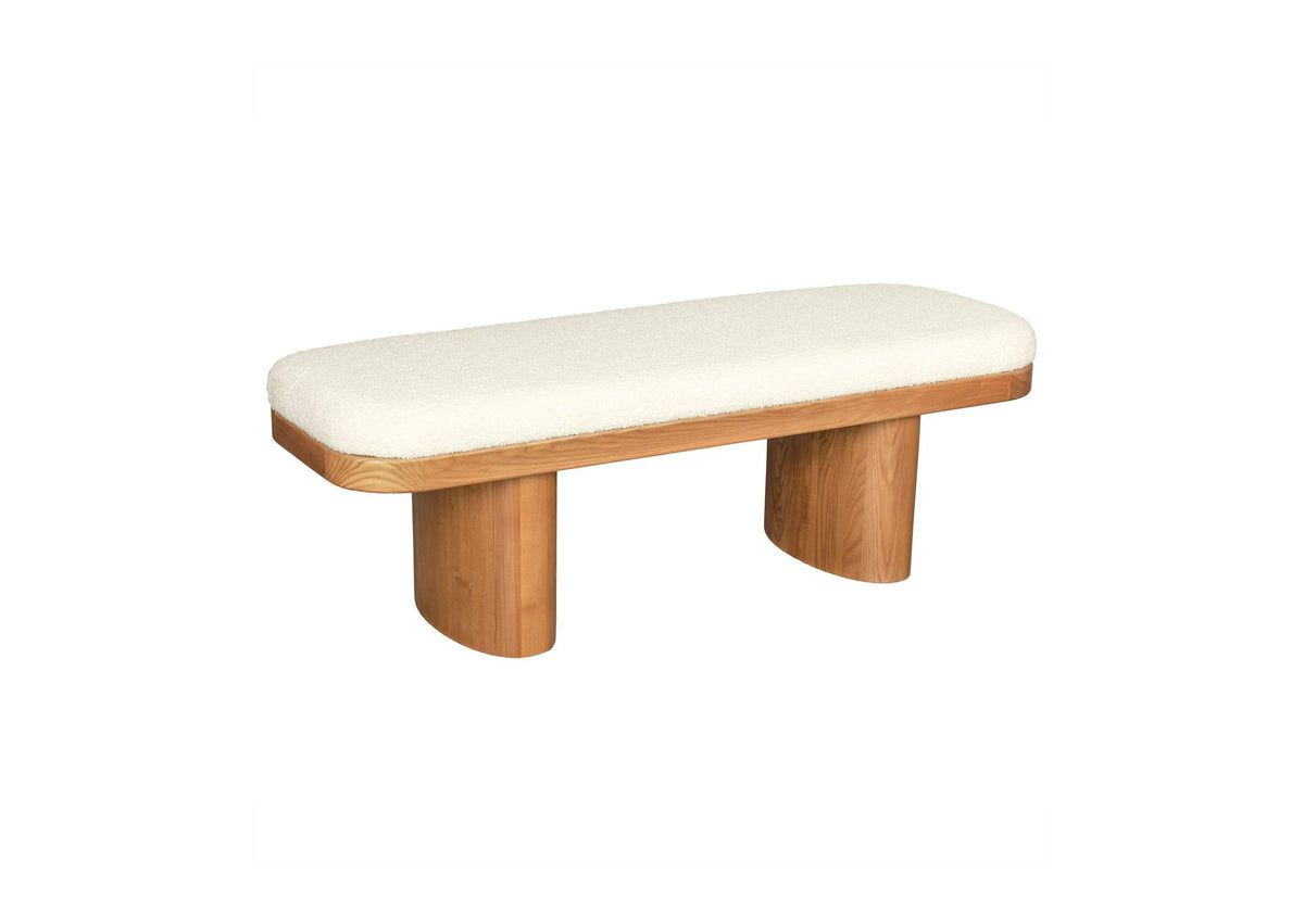 TOV-OC68605 Ollie White Performance Boucle Wooden Bench