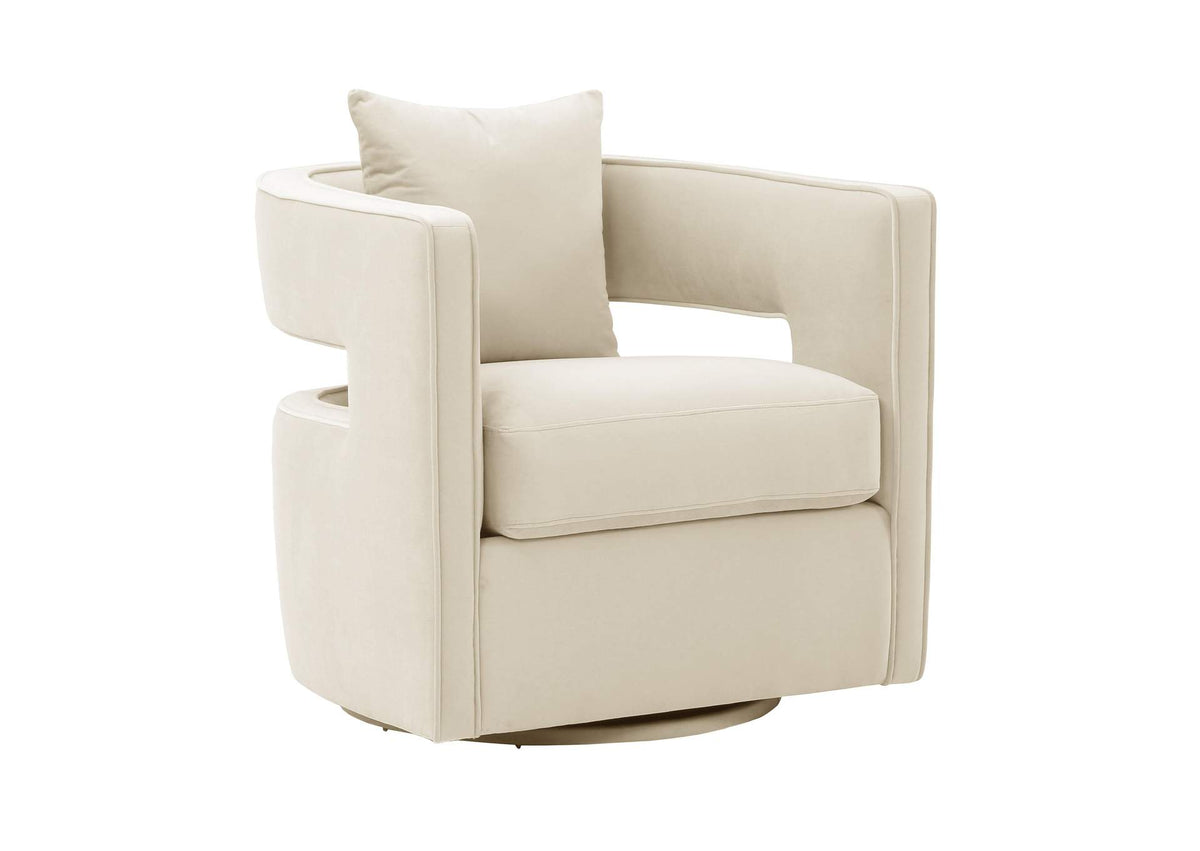 TOV-S44127 Kennedy Cream Velvet Swivel Chair
