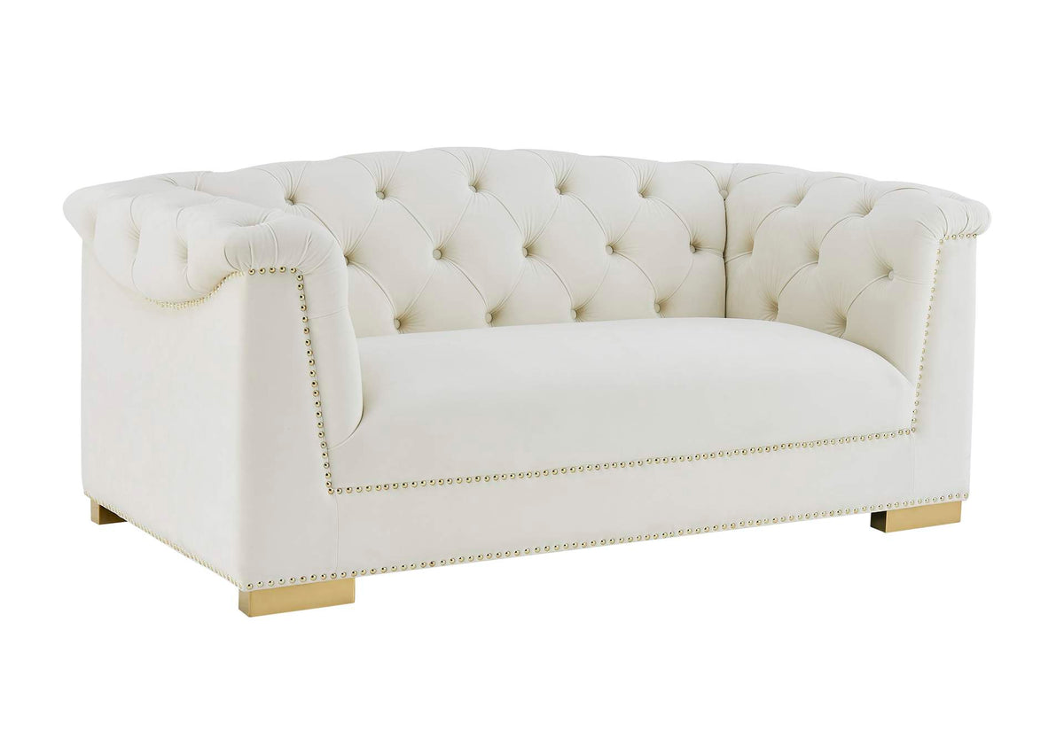 TOV-S4931 Farah Cream Velvet Loveseat