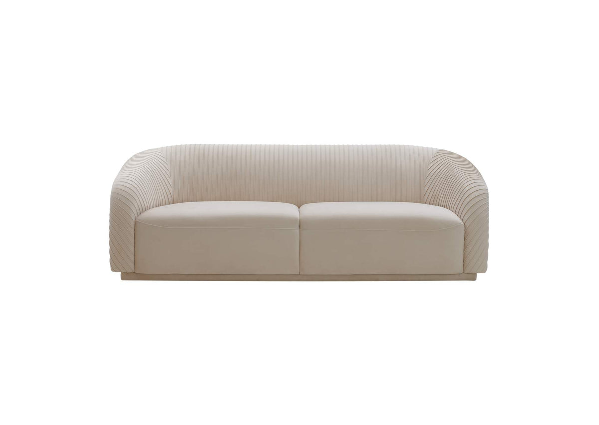 TOV-S6457 Yara Pleated Beige Velvet Sofa