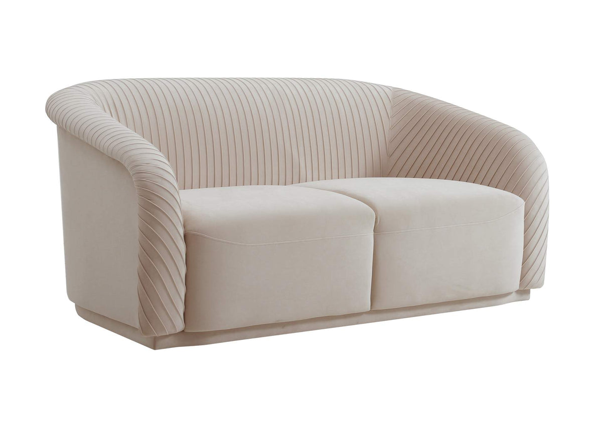 TOV-S6484 Yara Pleated Beige Velvet Loveseat