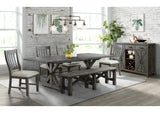 ED-SKBN Sunset Trading Trestle 72" Dining Bench | Distressed Gray Wood
