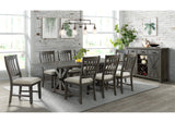 ED-SK170-2 Sunset Trading Trestle Slat Back Upholstered Dining Side Chair | Set of 2 | Distressed Gray Wood