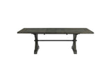 ED-SK100 Sunset Trading Trestle 96" Rectangular Extension Pedestal Dining Table | Distressed Gray Wood