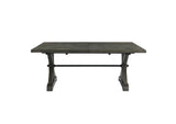 ED-SK100 Sunset Trading Trestle 96" Rectangular Extension Pedestal Dining Table | Distressed Gray Wood