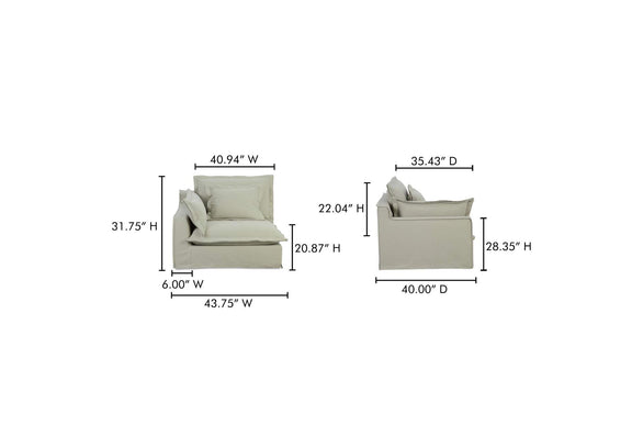 UB-1021-34 Olivia Left Arm Facing Chair Sand