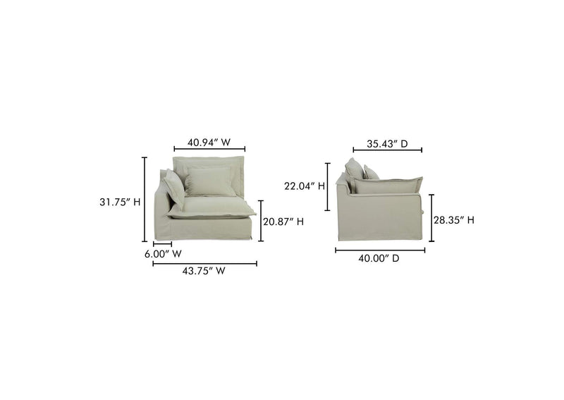 UB-1021-34 Olivia Left Arm Facing Chair Sand