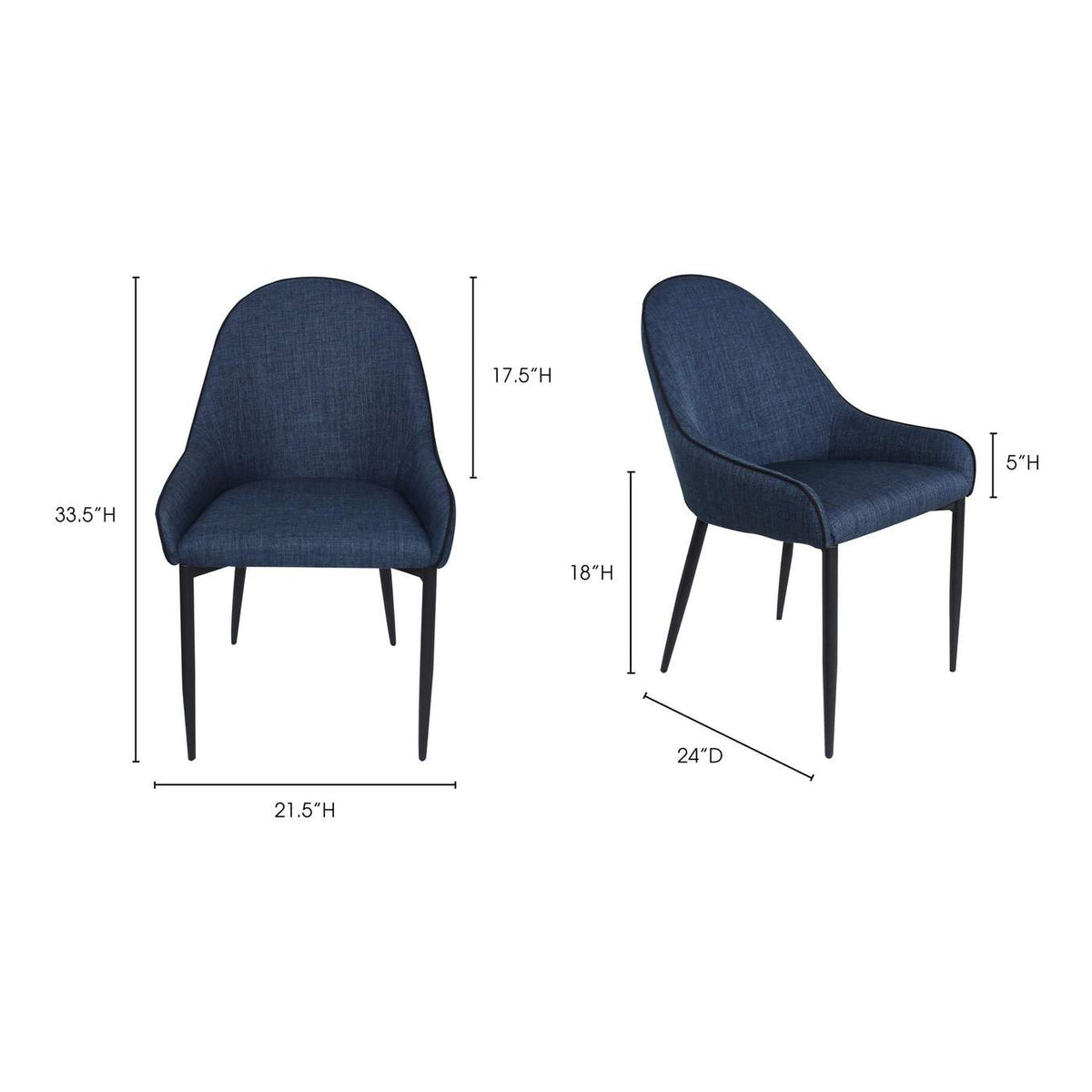 UU-1001-26 Lapis Dining Chair Dark Blue - Set Of Two