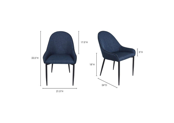 UU-1001-26 Lapis Dining Chair Dark Blue - Set Of Two