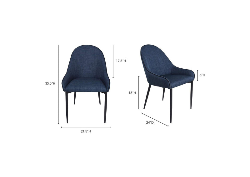 UU-1001-26 Lapis Dining Chair Dark Blue - Set Of Two