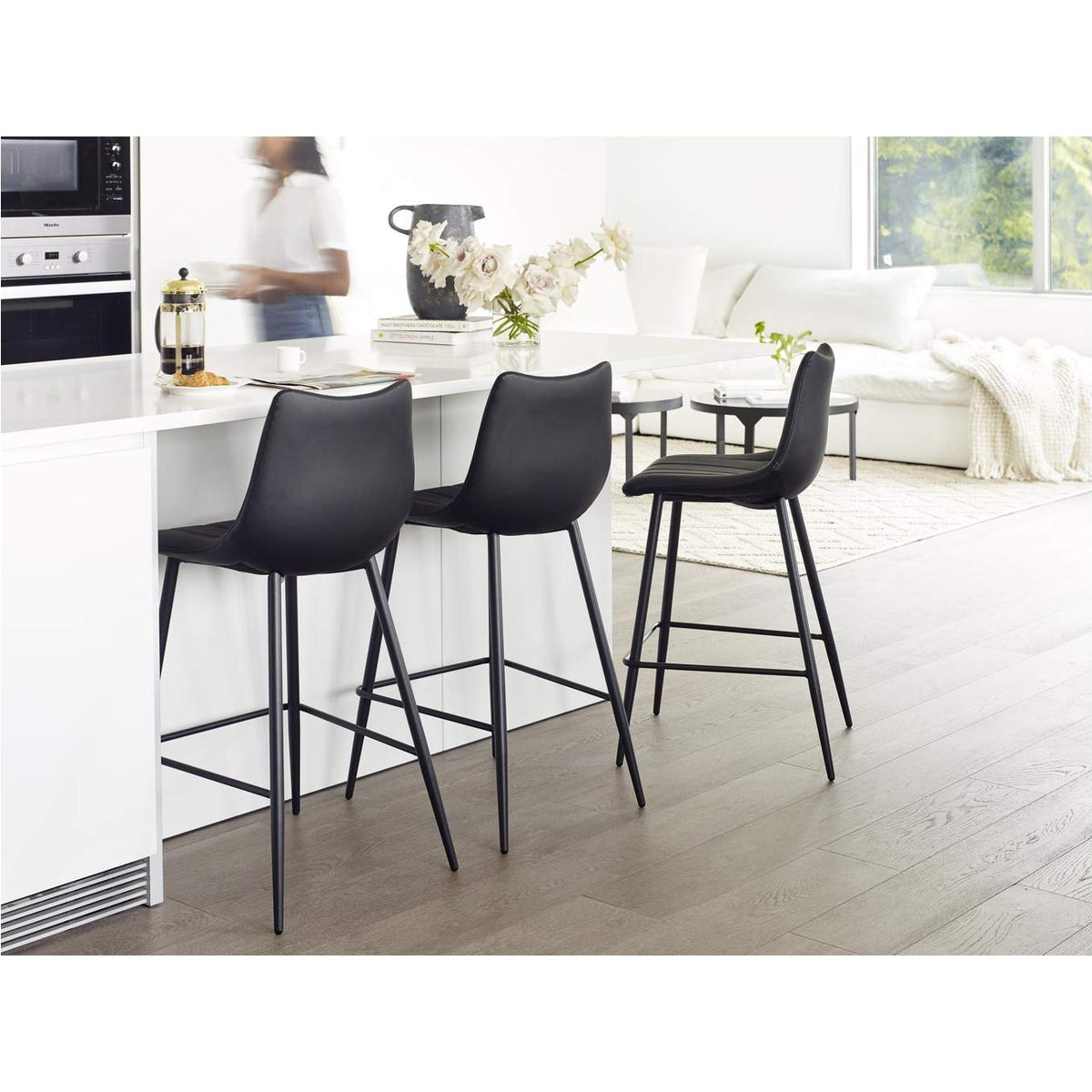 UU-1002-02 Alibi Counter Stool Matte Black - Set Of Two