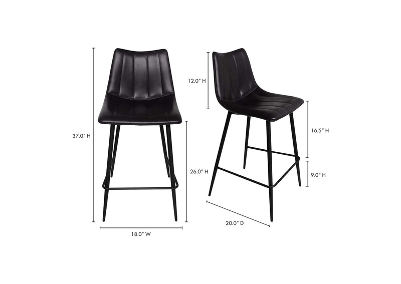 UU-1002-02 Alibi Counter Stool Matte Black - Set Of Two