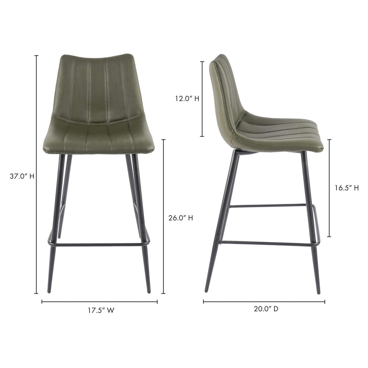 UU-1002-27 Alibi Counter Stool Dark Green - Set Of Two