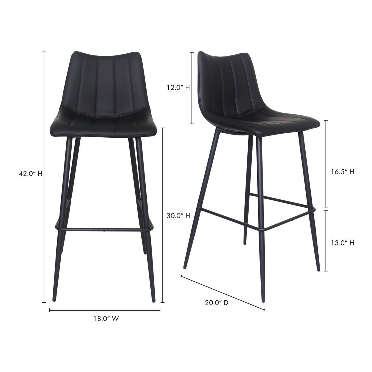 UU-1003-02 Alibi Barstool Matte Black - Set Of Two