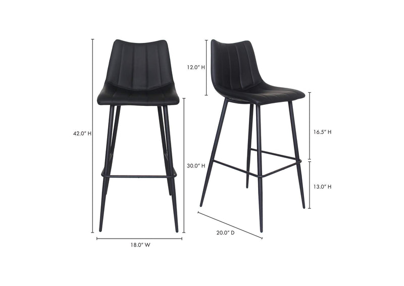 UU-1003-02 Alibi Barstool Matte Black - Set Of Two
