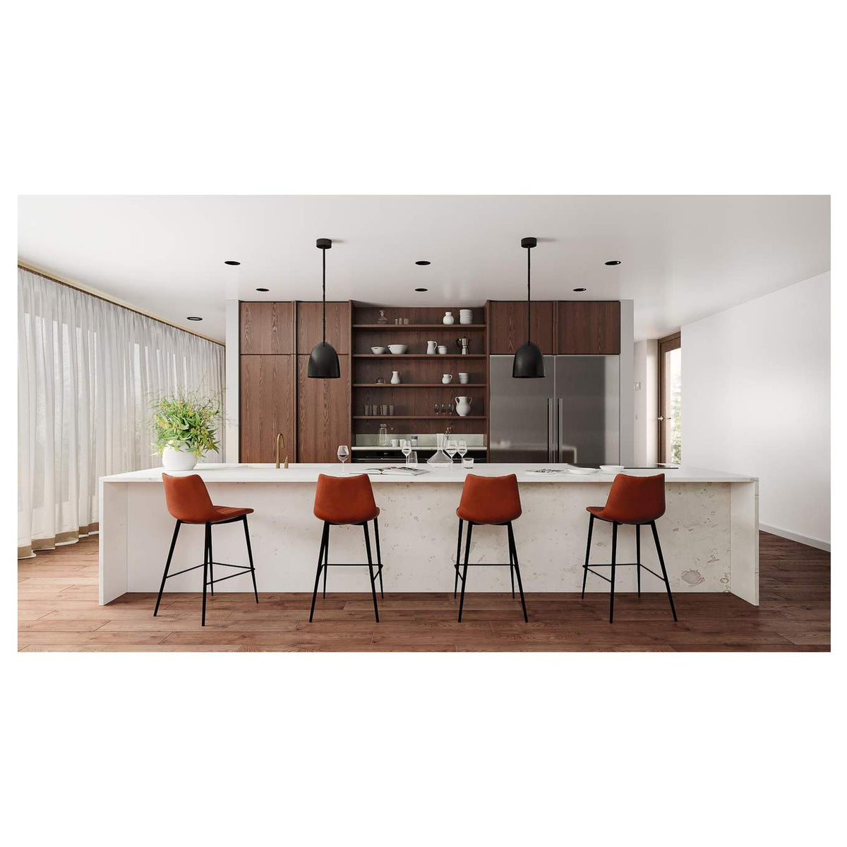 UU-1003-03 Alibi Barstool Brown - Set Of Two