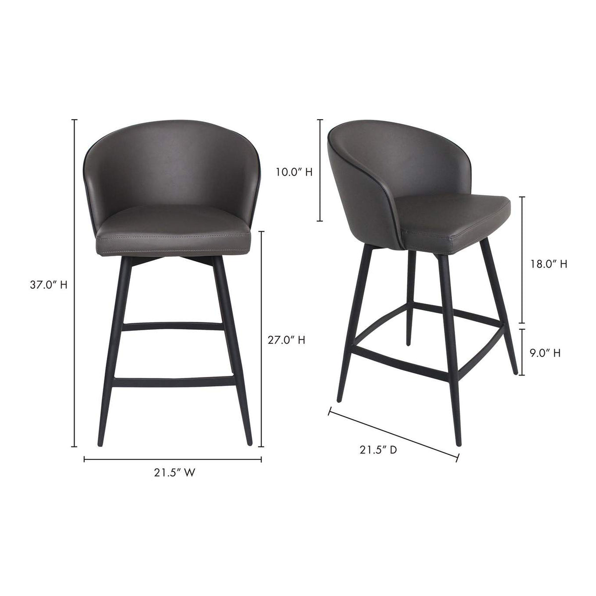 UU-1004-07 Webber Swivel Counter Stool Charcoal