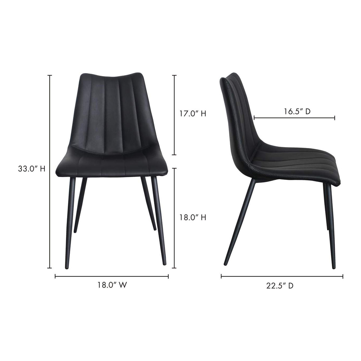 UU-1022-02 Alibi Dining Chair Matte Black - Set Of Two