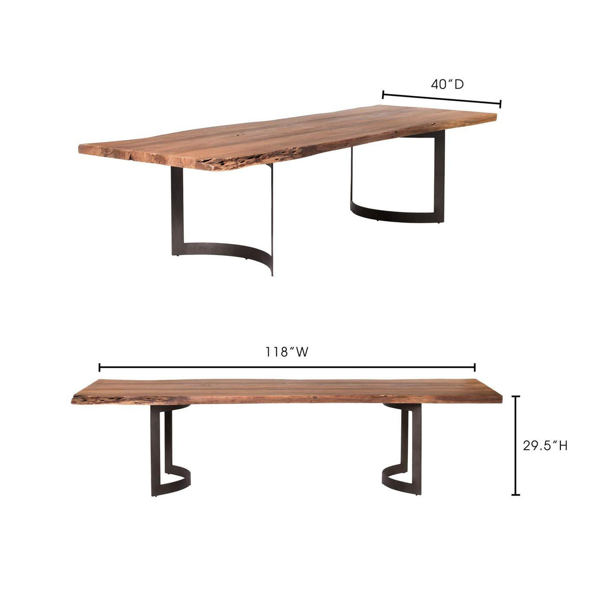 VE-1000-03-0 Bent Dining Table Large Brown