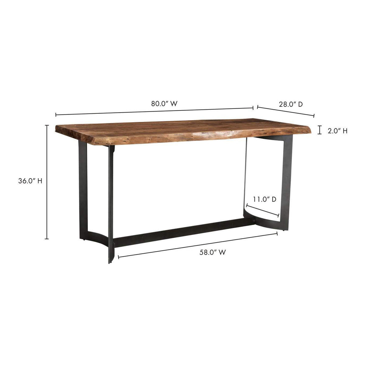 VE-1039-03-0 Bent Counter Table Brown