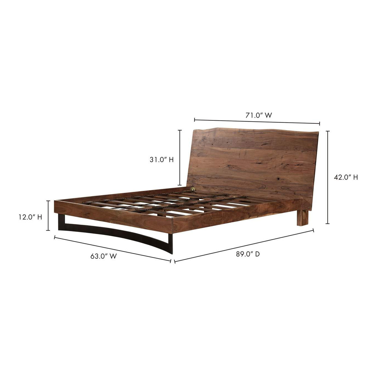 VE-1087-03-0 Bent Queen Size Bed Brown
