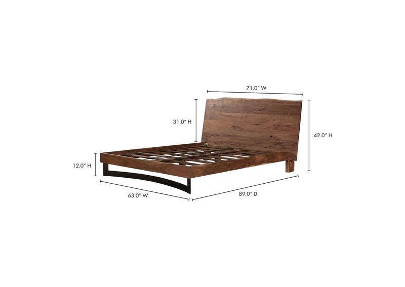 VE-1087-03-0 Bent Queen Size Bed Brown