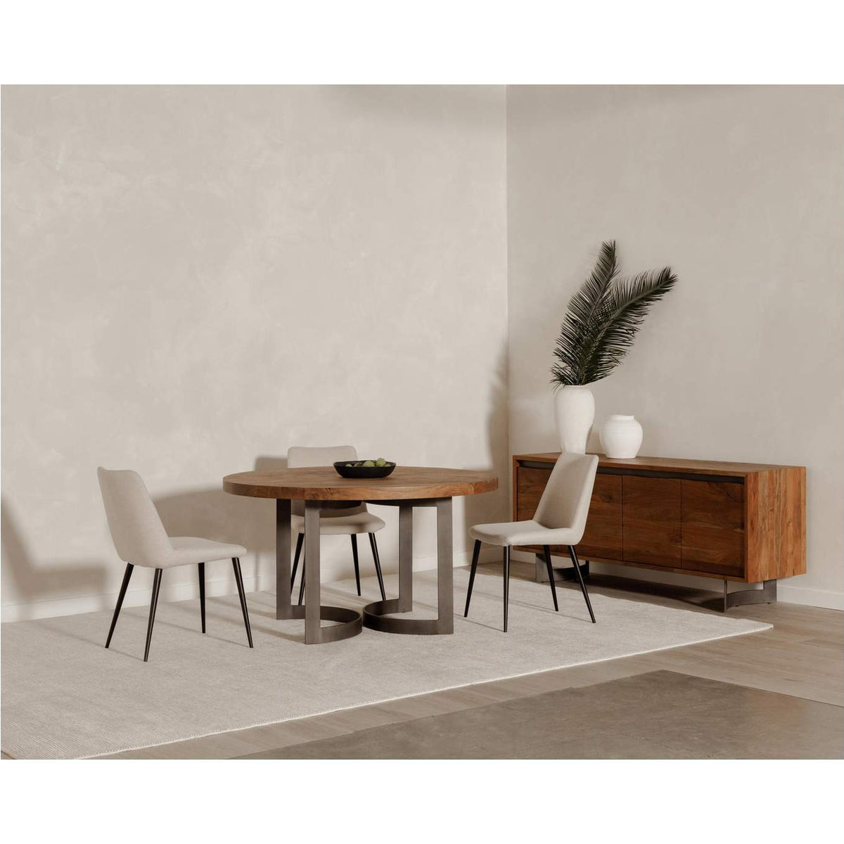 VE-1106-03-0 Bent Round Dining Table 54In Brown